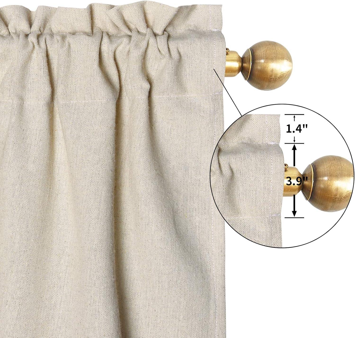 imageASPMIZ Farmhouse Cotton Blend Curtains Rustic Country Color Block Curtain Panels Boho Button Rod Pocket Window Drapes for Bedroom Living Room Decor Set of 2 Panels Linen Color 52 x 84 Inch LengthLinen Color