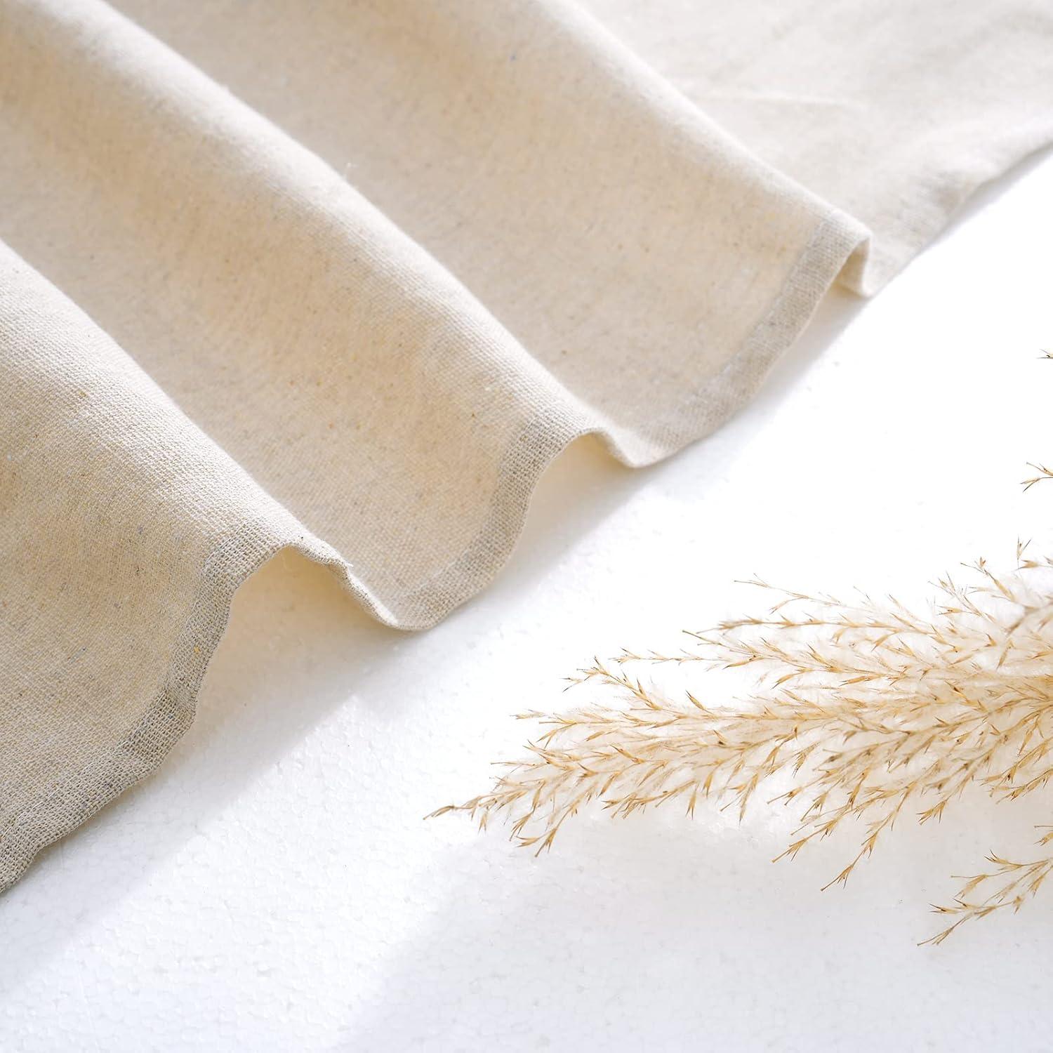 imageASPMIZ Farmhouse Cotton Blend Curtains Rustic Country Color Block Curtain Panels Boho Button Rod Pocket Window Drapes for Bedroom Living Room Decor Set of 2 Panels Linen Color 52 x 84 Inch LengthWhite and Linen Color