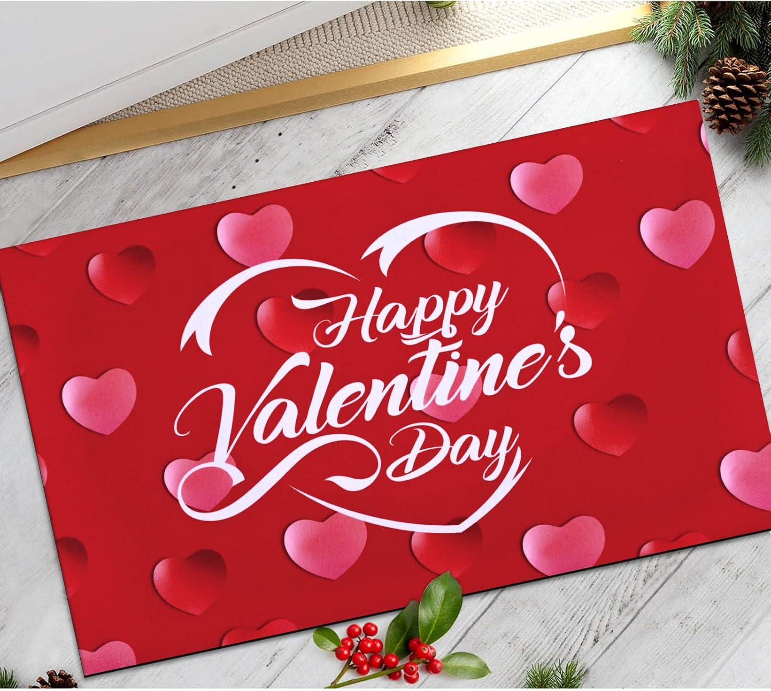 imageASPMIZ Valentines Day Door Mat Outdoor Romantic Red Heart Doormat Non Slip Decorative Love Area Rug Entrance Mat Indoor Outdoor Floor Mat for Entryway Patio Valentines Home Decors 17 x 30 Inches