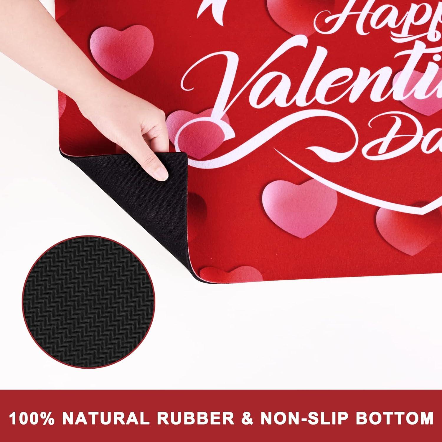 imageASPMIZ Valentines Day Door Mat Outdoor Romantic Red Heart Doormat Non Slip Decorative Love Area Rug Entrance Mat Indoor Outdoor Floor Mat for Entryway Patio Valentines Home Decors 17 x 30 Inches