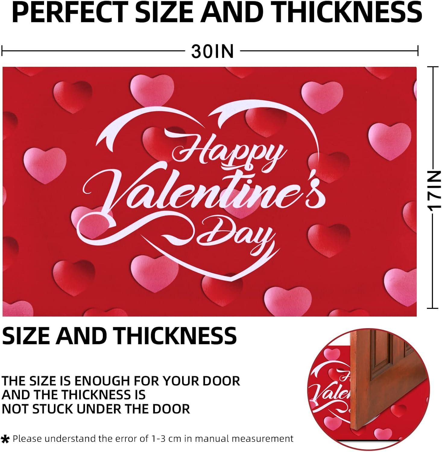 imageASPMIZ Valentines Day Door Mat Outdoor Romantic Red Heart Doormat Non Slip Decorative Love Area Rug Entrance Mat Indoor Outdoor Floor Mat for Entryway Patio Valentines Home Decors 17 x 30 Inches