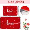 imageASPMIZ 2 Pcs Valentines Day Bathroom Rugs Set Red Heart Bath Rugs Non Slip Washable Romantic Love Memory Foam Bath Mats for Bathroom Absorbent Bathroom Mat Area Rug Set 32 x 20  24 x 16