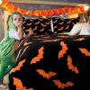 imageASPMIZ 3 Piece Halloween Duvet Cover King Size Set Black Bats Duvet Cover Set with Zipper Closure Orange Flying Bat Comforter Cover Set 1 Duvet Cover 104 x 90 inches ampamp 2 Pillow ShamsKing