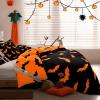 imageASPMIZ 3 Piece Halloween Duvet Cover King Size Set Black Bats Duvet Cover Set with Zipper Closure Orange Flying Bat Comforter Cover Set 1 Duvet Cover 104 x 90 inches ampamp 2 Pillow ShamsKing