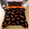 imageASPMIZ 3 Piece Halloween Duvet Cover King Size Set Black Bats Duvet Cover Set with Zipper Closure Orange Flying Bat Comforter Cover Set 1 Duvet Cover 104 x 90 inches ampamp 2 Pillow ShamsKing