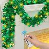 imageASPMIZ 33 FT St Patricks Day Garland with 100 LED Lights Shamrock Garland with 8 Lighting Modes Waterproof Battery Powered Shiny Tinsel Clover Garland St Patricks Day Decorations for Home