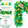 imageASPMIZ 33 FT St Patricks Day Garland with 100 LED Lights Shamrock Garland with 8 Lighting Modes Waterproof Battery Powered Shiny Tinsel Clover Garland St Patricks Day Decorations for Home