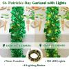 imageASPMIZ 33 FT St Patricks Day Garland with 100 LED Lights Shamrock Garland with 8 Lighting Modes Waterproof Battery Powered Shiny Tinsel Clover Garland St Patricks Day Decorations for Home