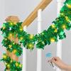 imageASPMIZ 33 FT St Patricks Day Garland with 100 LED Lights Shamrock Garland with 8 Lighting Modes Waterproof Battery Powered Shiny Tinsel Clover Garland St Patricks Day Decorations for Home