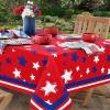 imageASPMIZ 4th of July Tablecloth Independence Day Table Cloth Waterproof Spillproof Red Blue White Stars Tablecloths Washable Memorial Patriotic Table Cover for Independence Day Decor 55x55 Inch