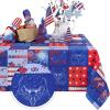 imageASPMIZ 4th of July Tablecloth Plaid Independence Day Table Cloth Memorial Patriotic Table Cover Washable Polyester Dining Decorative for Dinner Kitchen Party Decor 55x55 Inch
