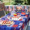 imageASPMIZ 4th of July Tablecloth Plaid Independence Day Table Cloth Memorial Patriotic Table Cover Washable Polyester Dining Decorative for Dinner Kitchen Party Decor 55x55 Inch