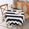 imageASPMIZ Black and White Striped Tablecloth for Rectangle Tables Geometric Stripe Waterproof Table Cloth for Kitchen Dining Room Polyester Tablecloth Rectangle 60 x 84Black
