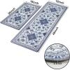 imageASPMIZ Blue Boho Kitchen Mats for Floor 2 Piece Cushioned AntiFatigue Kitchen Rugs Memory Foam Kitchen Rugs and Mats Non Skid Waterproof Blue Retro Floor Comfort Mat 18 x 48  18 x 30