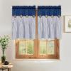 imageASPMIZ Cotton Linen Farmhouse Curtains Boho Rustic Button Curtain Linen Window Curtain Panels Green Stripe Country Curtains for Living Room Bedroom Back Tab Window Drapes 52 x 84 Inch 2 PanelsBlueblue