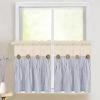 imageASPMIZ Cotton Linen Farmhouse Curtains Boho Rustic Button Curtain Linen Window Curtain Panels Green Stripe Country Curtains for Living Room Bedroom Back Tab Window Drapes 52 x 84 Inch 2 PanelsBeigeblue