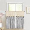 imageASPMIZ Cotton Linen Farmhouse Curtains Boho Rustic Button Curtain Linen Window Curtain Panels Green Stripe Country Curtains for Living Room Bedroom Back Tab Window Drapes 52 x 84 Inch 2 PanelsBeigegrey