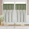 imageASPMIZ Cotton Linen Farmhouse Curtains Boho Rustic Button Curtain Linen Window Curtain Panels Green Stripe Country Curtains for Living Room Bedroom Back Tab Window Drapes 52 x 84 Inch 2 PanelsGreengreen