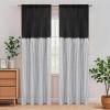 imageASPMIZ Cotton Linen Farmhouse Curtains Boho Rustic Button Curtain Linen Window Curtain Panels Green Stripe Country Curtains for Living Room Bedroom Back Tab Window Drapes 52 x 84 Inch 2 PanelsBlackgrey