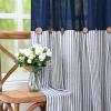 imageASPMIZ Cotton Linen Farmhouse Curtains Boho Rustic Button Curtain Linen Window Curtain Panels Green Stripe Country Curtains for Living Room Bedroom Back Tab Window Drapes 52 x 84 Inch 2 PanelsBlueblue