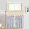 imageASPMIZ Cotton Linen Farmhouse Curtains Boho Rustic Button Curtain Linen Window Curtain Panels Green Stripe Country Curtains for Living Room Bedroom Back Tab Window Drapes 52 x 84 Inch 2 PanelsBeigeblue