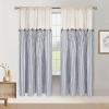 imageASPMIZ Cotton Linen Farmhouse Curtains Boho Rustic Button Curtain Linen Window Curtain Panels Green Stripe Country Curtains for Living Room Bedroom Back Tab Window Drapes 52 x 84 Inch 2 PanelsBeigeblue