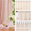 imageASPMIZ Cotton Linen Farmhouse Curtains Boho Rustic Button Curtain Linen Window Curtain Panels Green Stripe Country Curtains for Living Room Bedroom Back Tab Window Drapes 52 x 84 Inch 2 PanelsBeigeorange