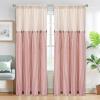 imageASPMIZ Cotton Linen Farmhouse Curtains Boho Rustic Button Curtain Linen Window Curtain Panels Green Stripe Country Curtains for Living Room Bedroom Back Tab Window Drapes 52 x 84 Inch 2 PanelsBeigeorange