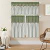 imageASPMIZ Cotton Linen Farmhouse Curtains Boho Rustic Button Curtain Linen Window Curtain Panels Green Stripe Country Curtains for Living Room Bedroom Back Tab Window Drapes 52 x 84 Inch 2 PanelsGreengreen