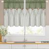 imageASPMIZ Cotton Linen Farmhouse Curtains Boho Rustic Button Curtain Linen Window Curtain Panels Green Stripe Country Curtains for Living Room Bedroom Back Tab Window Drapes 52 x 84 Inch 2 PanelsGreengreen