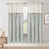 imageASPMIZ Cotton Linen Farmhouse Curtains Boho Rustic Button Curtain Linen Window Curtain Panels Green Stripe Country Curtains for Living Room Bedroom Back Tab Window Drapes 52 x 84 Inch 2 PanelsBeigegreen