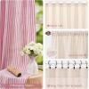 imageASPMIZ Cotton Linen Farmhouse Curtains Boho Rustic Button Curtain Linen Window Curtain Panels Green Stripe Country Curtains for Living Room Bedroom Back Tab Window Drapes 52 x 84 Inch 2 PanelsBeigered