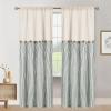 imageASPMIZ Cotton Linen Farmhouse Curtains Boho Rustic Button Curtain Linen Window Curtain Panels Green Stripe Country Curtains for Living Room Bedroom Back Tab Window Drapes 52 x 84 Inch 2 PanelsBeigegreen