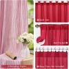 imageASPMIZ Cotton Linen Farmhouse Curtains Boho Rustic Button Curtain Linen Window Curtain Panels Green Stripe Country Curtains for Living Room Bedroom Back Tab Window Drapes 52 x 84 Inch 2 PanelsRedred