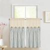 imageASPMIZ Cotton Linen Farmhouse Curtains Boho Rustic Button Curtain Linen Window Curtain Panels Green Stripe Country Curtains for Living Room Bedroom Back Tab Window Drapes 52 x 84 Inch 2 PanelsBeigegreen
