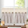 imageASPMIZ Cotton Linen Farmhouse Curtains Boho Rustic Button Curtain Linen Window Curtain Panels Green Stripe Country Curtains for Living Room Bedroom Back Tab Window Drapes 52 x 84 Inch 2 PanelsBeigebrown