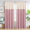 imageASPMIZ Cotton Linen Farmhouse Curtains Boho Rustic Button Curtain Linen Window Curtain Panels Green Stripe Country Curtains for Living Room Bedroom Back Tab Window Drapes 52 x 84 Inch 2 PanelsBeigered