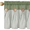 imageASPMIZ Cotton Linen Farmhouse Curtains Boho Rustic Button Curtain Linen Window Curtain Panels Green Stripe Country Curtains for Living Room Bedroom Back Tab Window Drapes 52 x 84 Inch 2 PanelsGreengreen