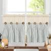 imageASPMIZ Cotton Linen Farmhouse Curtains Boho Rustic Button Curtain Linen Window Curtain Panels Green Stripe Country Curtains for Living Room Bedroom Back Tab Window Drapes 52 x 84 Inch 2 PanelsBeigegreen