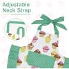 imageASPMIZ Cupcake Kids Apron Green Baking Bib Apron for 26 Years Child Girls Chef Apron with Pockets for Gardening Painting Adjustable Kitchen Apron for Little Helper Girls Daughters Toddlers Gift