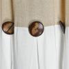 imageASPMIZ Farmhouse Cotton Blend Curtains Rustic Country Color Block Curtain Panels Boho Button Rod Pocket Window Drapes for Bedroom Living Room Decor Set of 2 Panels Linen Color 52 x 84 Inch LengthLinen Color