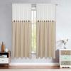 imageASPMIZ Farmhouse Cotton Blend Curtains Rustic Country Color Block Curtain Panels Boho Button Rod Pocket Window Drapes for Bedroom Living Room Decor Set of 2 Panels Linen Color 52 x 84 Inch LengthWhite and Linen Color