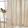 imageASPMIZ Farmhouse Cotton Blend Curtains Rustic Country Color Block Curtain Panels Boho Button Rod Pocket Window Drapes for Bedroom Living Room Decor Set of 2 Panels Linen Color 52 x 84 Inch LengthWhite and Linen Color