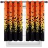 imageASPMIZ Halloween Curtains for Living Room Spider Web Bat Window Curtains 63 Inch Length 2 Panels Black Orange Gradient Grommet Blackout Drapes for Halloween Party Bedroom Dining Room 52quotW x 63quotLOrange