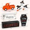 imageASPMIZ Halloween Decorations Indoor Ghost Decor Truck Decorations with Coffin Wooden Block Signs Halloween Decor for Tiered Tray Mantle Desk Bookshelf Farmhouse Rustic Wooden Decors GiftHalloween