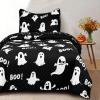 imageASPMIZ Halloween Quilt King Size Pink Ghost Quilt Set with 2 Shams Reversible King Quilts Bedding Set Halloween Comforter Sets Lightweight Bedspread Coverlet 106x961 Quilt 2 Pillow ShamsBlack