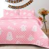 imageASPMIZ Halloween Quilt King Size Pink Ghost Quilt Set with 2 Shams Reversible King Quilts Bedding Set Halloween Comforter Sets Lightweight Bedspread Coverlet 106x961 Quilt 2 Pillow ShamsPink