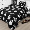 imageASPMIZ Halloween Quilt King Size Pink Ghost Quilt Set with 2 Shams Reversible King Quilts Bedding Set Halloween Comforter Sets Lightweight Bedspread Coverlet 106x961 Quilt 2 Pillow ShamsBlack