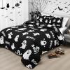 imageASPMIZ Halloween Quilt King Size Pink Ghost Quilt Set with 2 Shams Reversible King Quilts Bedding Set Halloween Comforter Sets Lightweight Bedspread Coverlet 106x961 Quilt 2 Pillow ShamsBlack