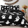 imageASPMIZ Halloween Quilt King Size Pink Ghost Quilt Set with 2 Shams Reversible King Quilts Bedding Set Halloween Comforter Sets Lightweight Bedspread Coverlet 106x961 Quilt 2 Pillow ShamsBlack